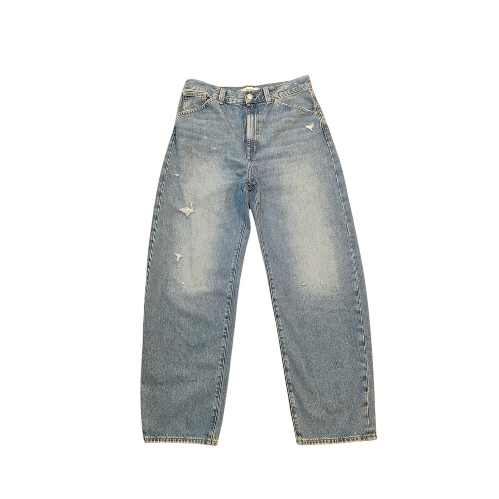 Madewell The Balloon Jean Barrel Leg Light Wash Distressed High Rise Denim 29